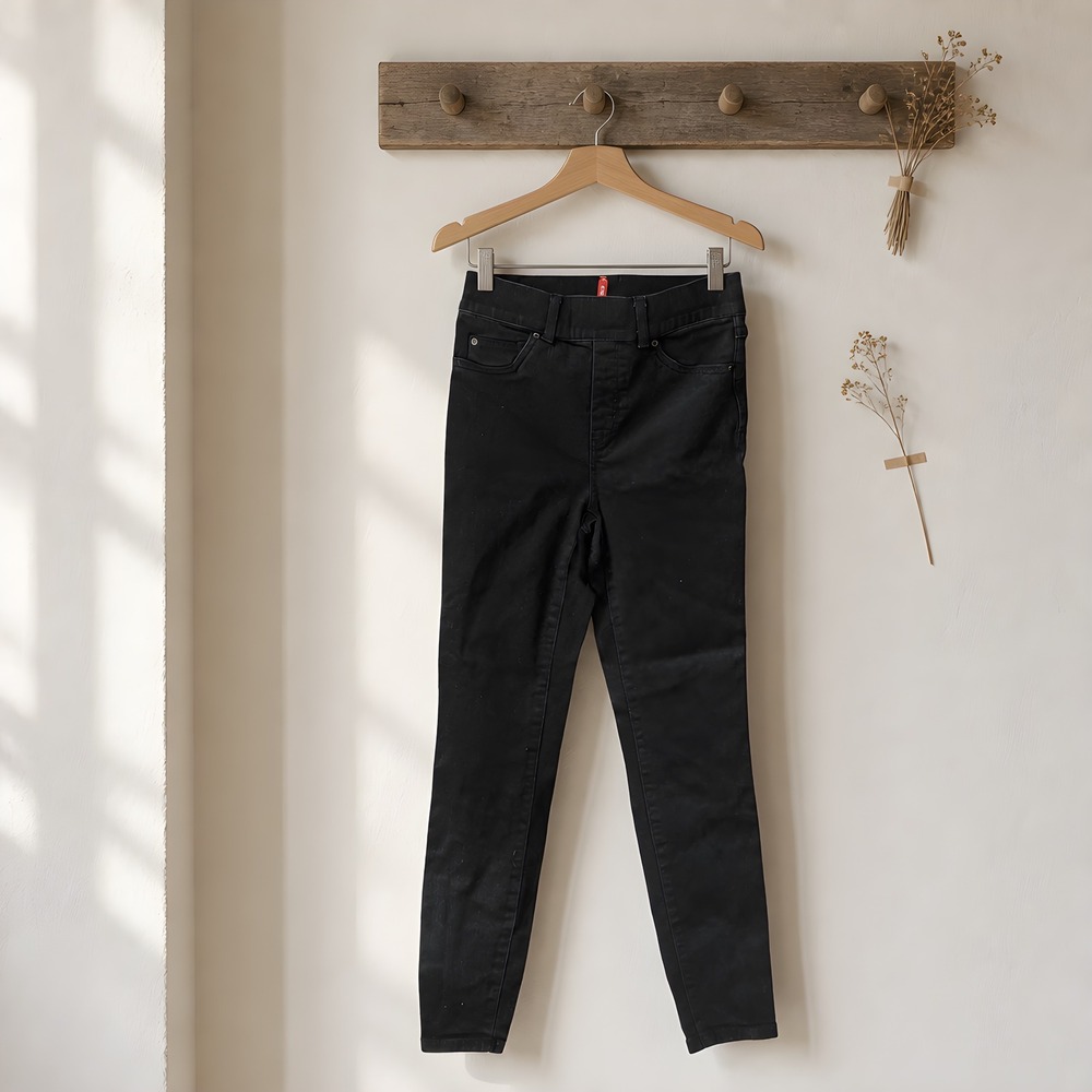 Spanx Jean Leggings Small Black Skinny High Rise Pull On